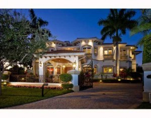 night time view of luxury estate