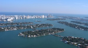 Aerial view of Miami Beach islands