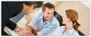 couple talking with agent