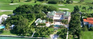 aerial of luxury waterfront estate