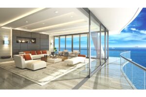 Living room at Fendi Chateau oceanfront