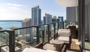 View from balcony at Reach and Rise Condo in Brickell