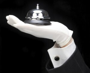 seller's marketing plan concierge with white glove and bell